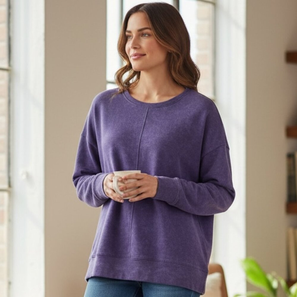 32 Degrees Heat Mottled Soft Sweatshirt Long Sleeve‎ Sz M Purple/Blue #32R